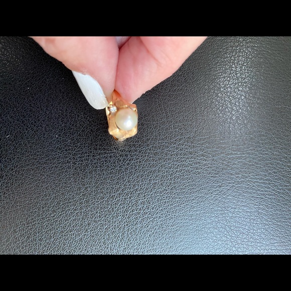 14K Gold and genuine Pearl with diamond chips ring - Picture 7 of 14